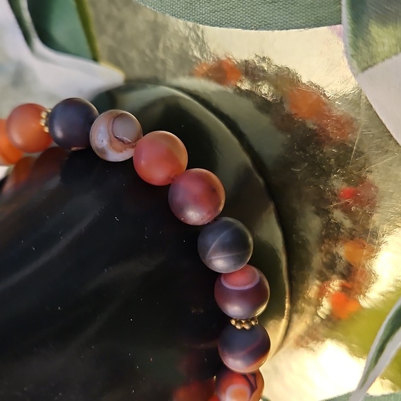 Mens Brown Agate Stone Bracelet - Picture 3 of 3